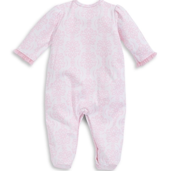 Little me 3 moths baby girl’s damask footie sleeper with hat - Picture 2 of 9